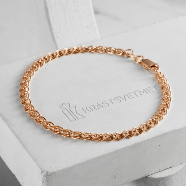 Браслет из красного золота, плетение «Нонна»